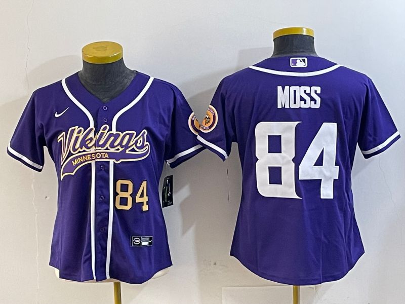 Women Minnesota Vikings #84 Moss Purple Joint Name 2024 Nike Limited NFL Jersey style 3->women nfl jersey->Women Jersey